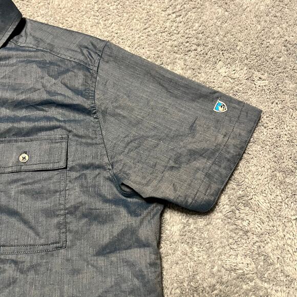 Kuhl Shirt Mens Large Blue Lightweight Button Pockets Hiking Short Sleeve - Picture 2 of 7